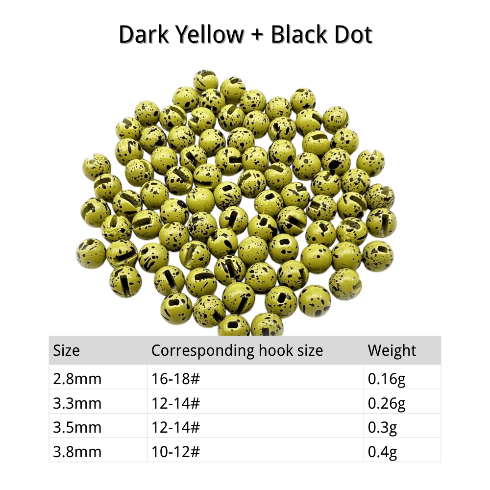 Premium Slotted Tungsten Beads for Fly Tying - Fast Sinking Jig Head Beads for Nymphs, Multiple Sizes (2.8mm-4.6mm) | ZHUSROD