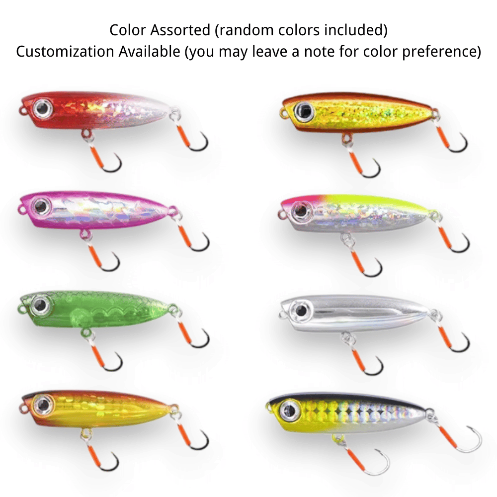 Topwater Pencil Lure 1.77" 0.12oz Popper Zigzag Action 4X Strong Hook Trout Bass - Lifestyle View | ZHUSROD