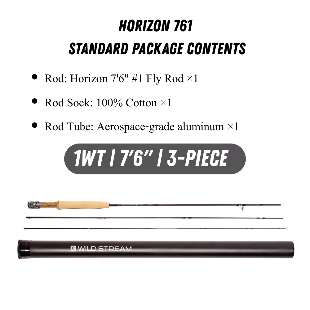 Wildstream Horizon Fly Fishing Rod, 40T+46T High Modulus Carbon Fiber, Fast Action 4-Section Stream Rod with 5A Portuguese Cork Handle & Natural Cedar Reel Seat