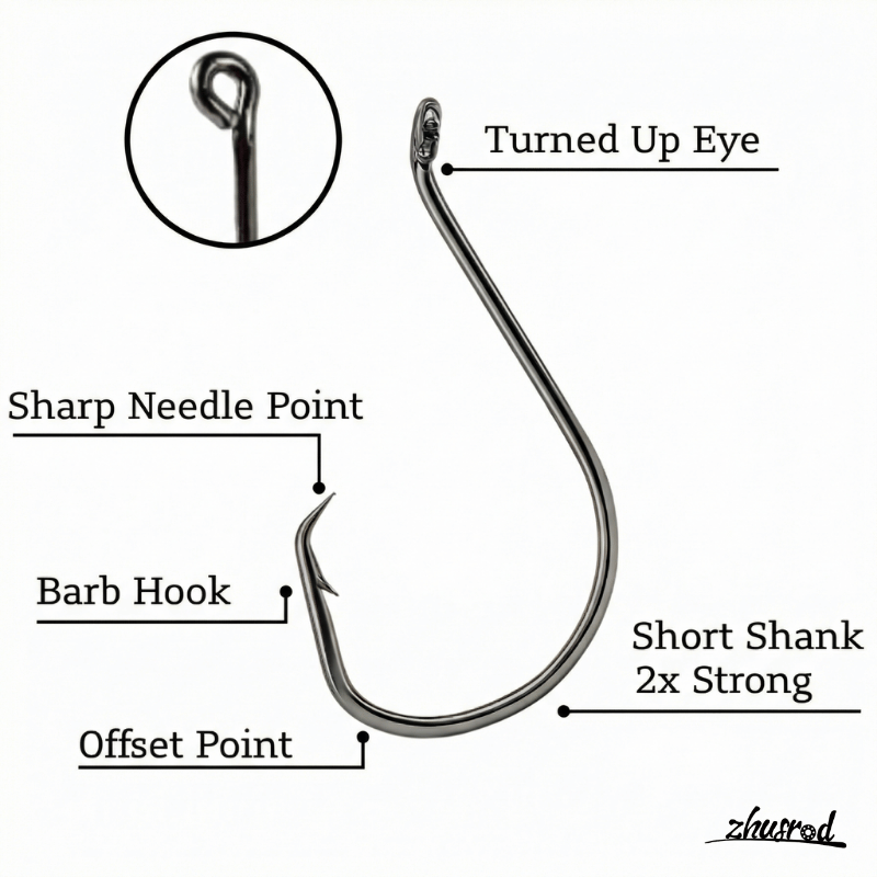 160pcs Circle Hooks Assortment Kit, High Carbon Steel Fishing Hooks 2X Strong Offset Octopus Hooks for Saltwater Fr | ZHUSROD