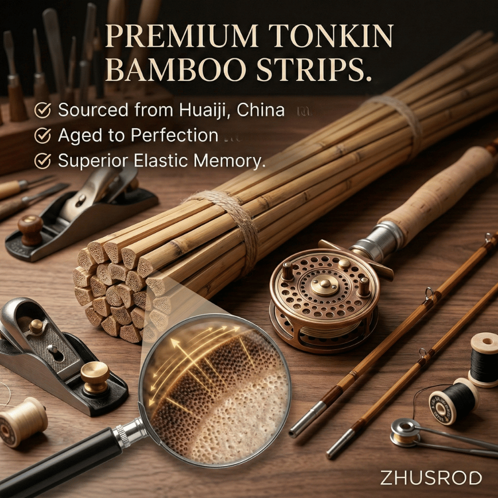Premium Huaji Tonkin bamboo strips, aged for perfection, elastic memory for fishing rods