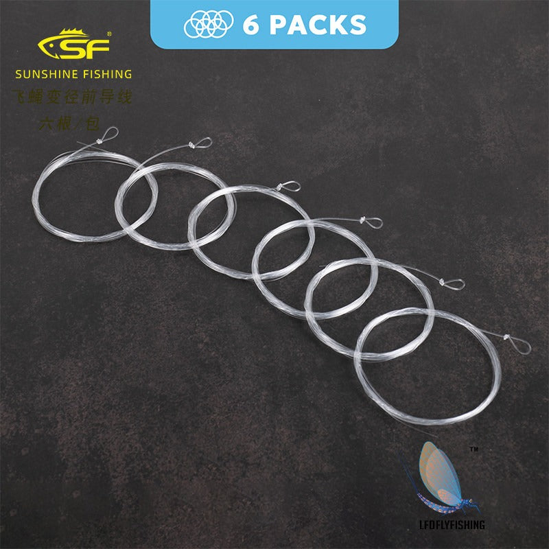 SF 6-Pack Fly Fishing Tapered Leader with Pre-Tied Loop, High Strength Nylon Leader 7.5ft 9ft 12ft, 0X 1X 2X 3X 4X | ZHUSROD