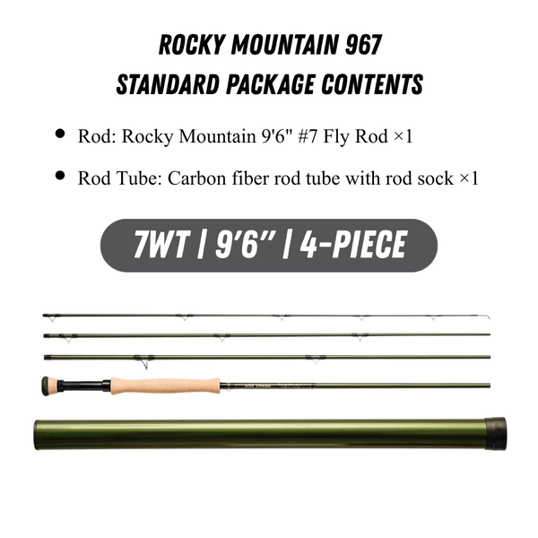 WILDSTREAM Rocky Mountain Fly Fishing Rod, 4-Piece Medium-Fast Action Fly Rod, 24T/30T Carbon Fiber Blank with PacBay Snake Guides & 3A Cork Handle (7ft-10ft, 3wt-12wt)