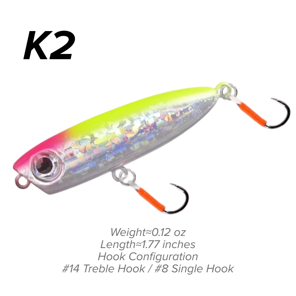 Topwater Pencil Lure 1.77" 0.12oz Popper Zigzag Action 4X Strong Hook Trout Bass