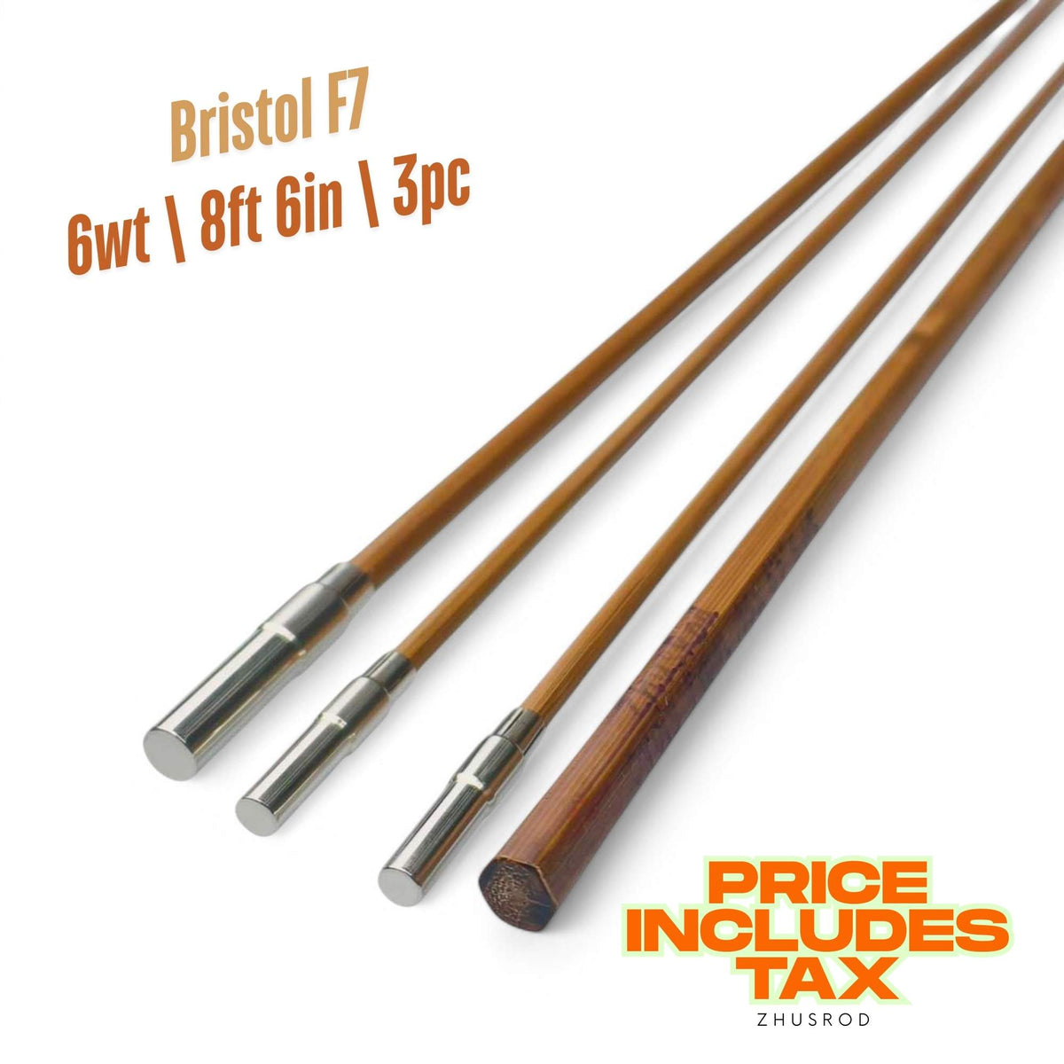 6wt | 8ft 6in  | 3pc | bamboo fly rod blank | Bristol F7 | ZHUSROD Main image