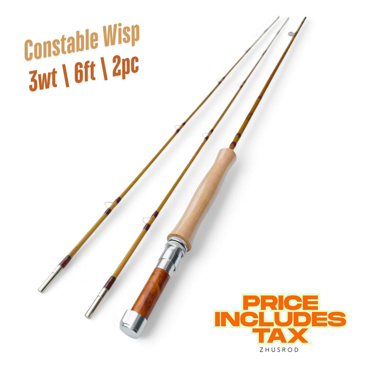 3wt - 6ft - 2pc - bamboo fly rod - Constable Wisp | ZHUSROD Main image