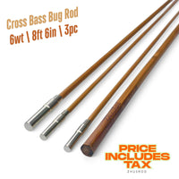 Canne à mouche Cross Bass Bug 6wt | 8 pi 6 po | 3 pièces | Canne à mouche en bambou