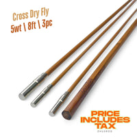 Canne à mouche en bambou 5wt | 8 pieds | 3 pièces | Canne à mouche Cross Dry Fly
