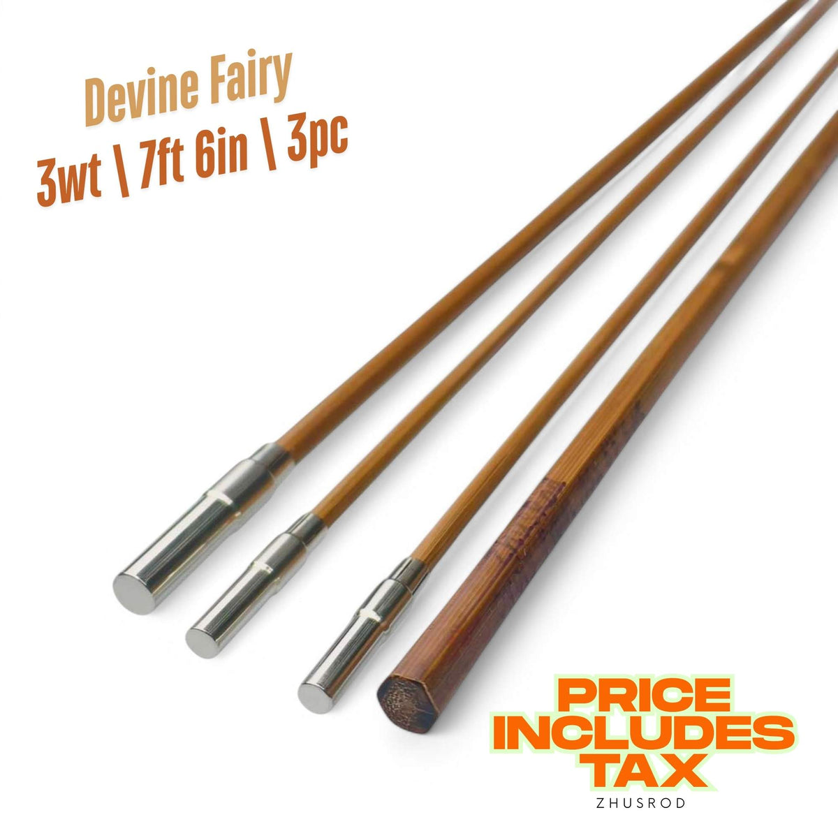 3wt | 7ft 6in  | 3pc | bamboo fly rod blank | Devine Fairy | ZHUSROD Main image
