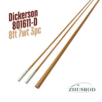 Canne à mouche en bambou Dickerson 801611D Taper - 8 pieds 7wt - 3 pièces