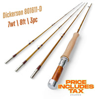 7wt | 8ft | 3pc | bamboo fly rod | Dickerson 801611-D