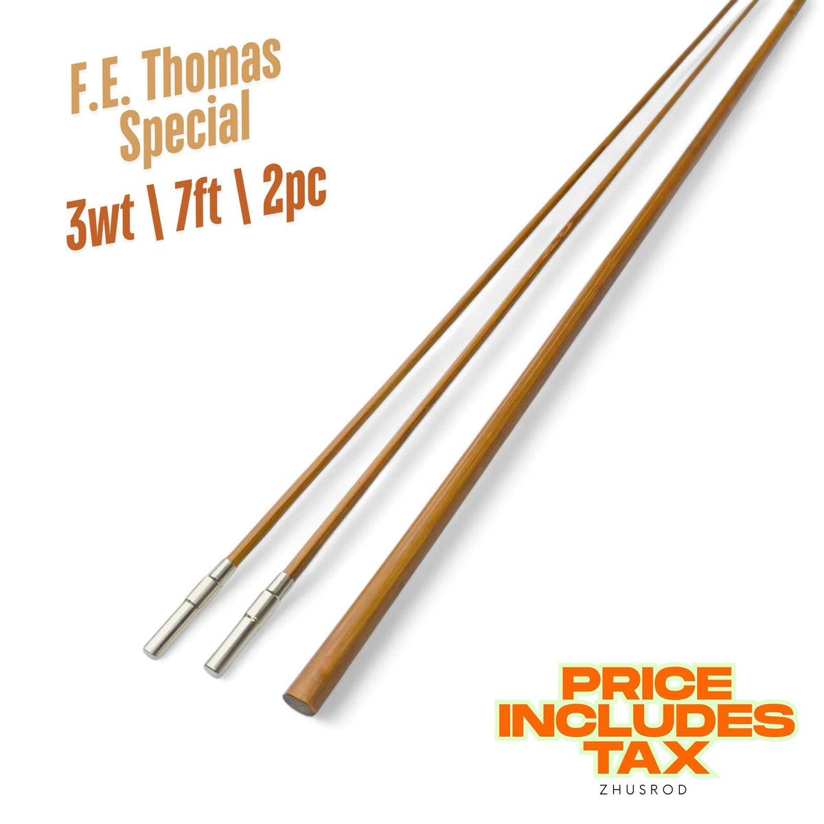 F.E. Thomas Special Taper Bamboo Rod Blank - Tonkin Cane with Nickel Silver Ferrules | ZHUSROD