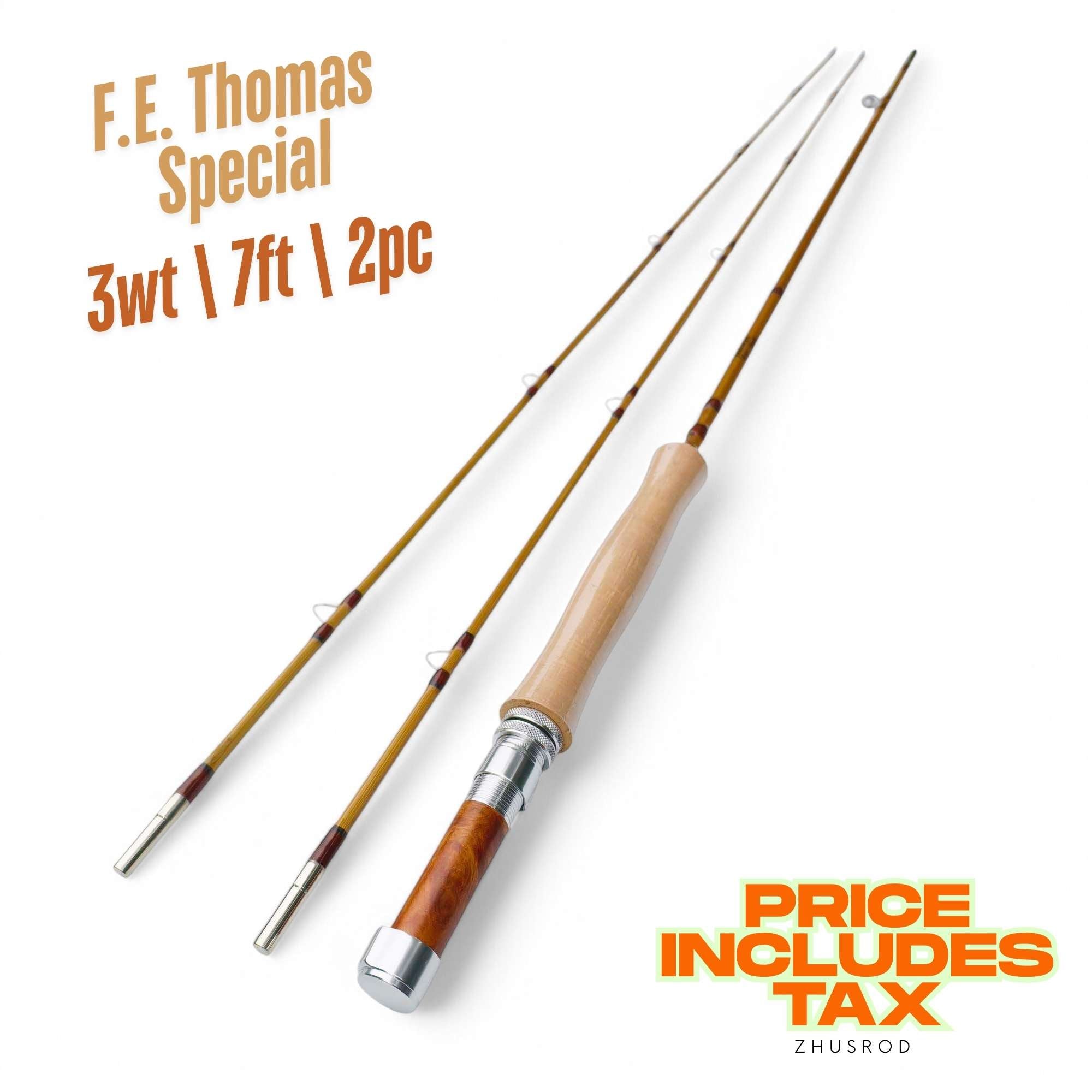 Bamboo Fly Rod 3wt - F.E. Thomas Special - 7ft 2pc | ZHUSROD