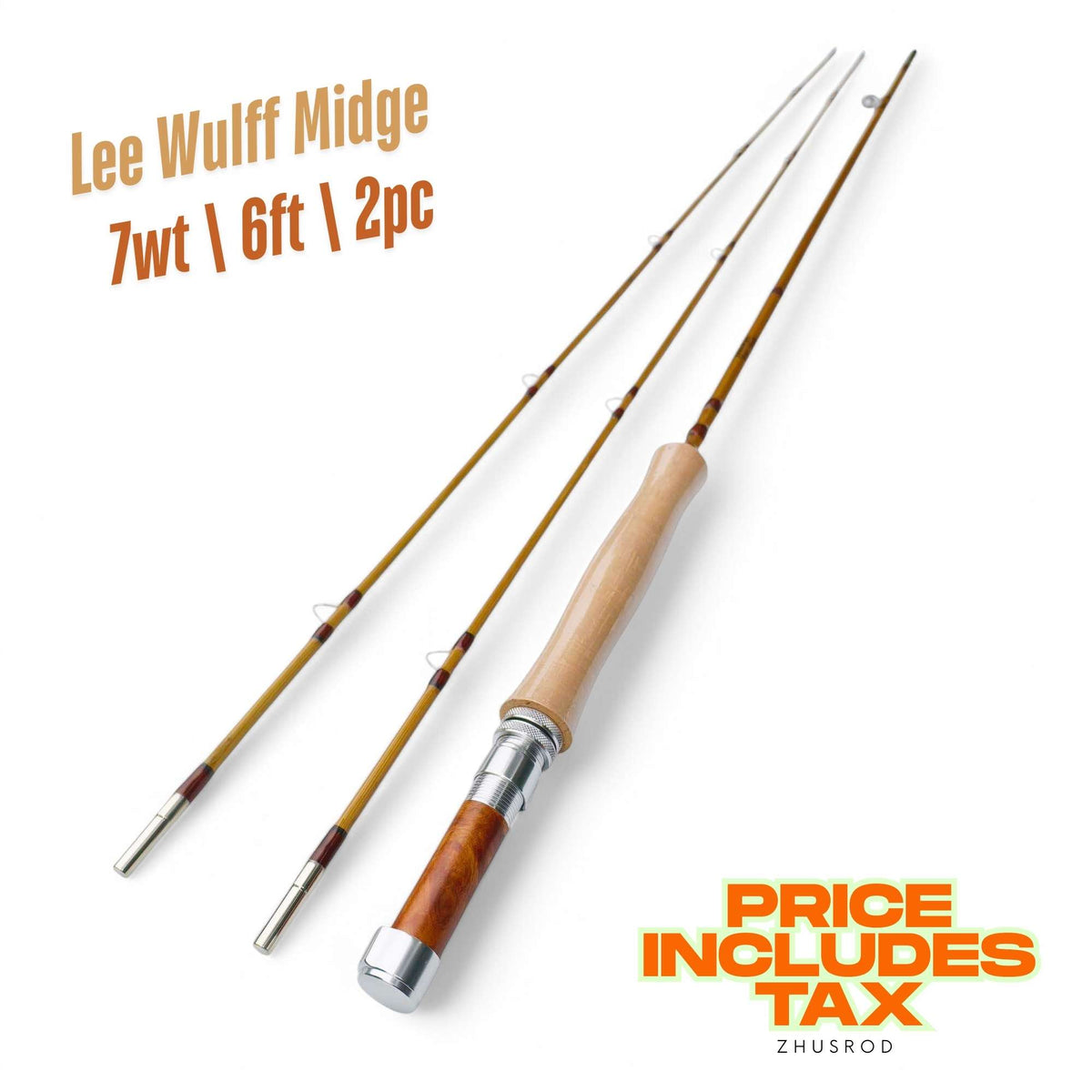7wt - 6ft - 2pc - bamboo fly rod - Lee Wulff Midge | ZHUSROD Main image
