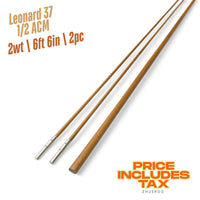 Canne à mouche 2wt | 1,98 m | 2 pièces | Blank en bambou | Leonard 37 1/2 ACM