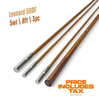 Canne à mouche en bambou 5wt | 8 pi | 3 pièces | Canne Leonard 50DF