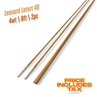 Canne à mouche en bambou 4wt | 8 pi | 2 pièces | Canne Leonard Letort 40