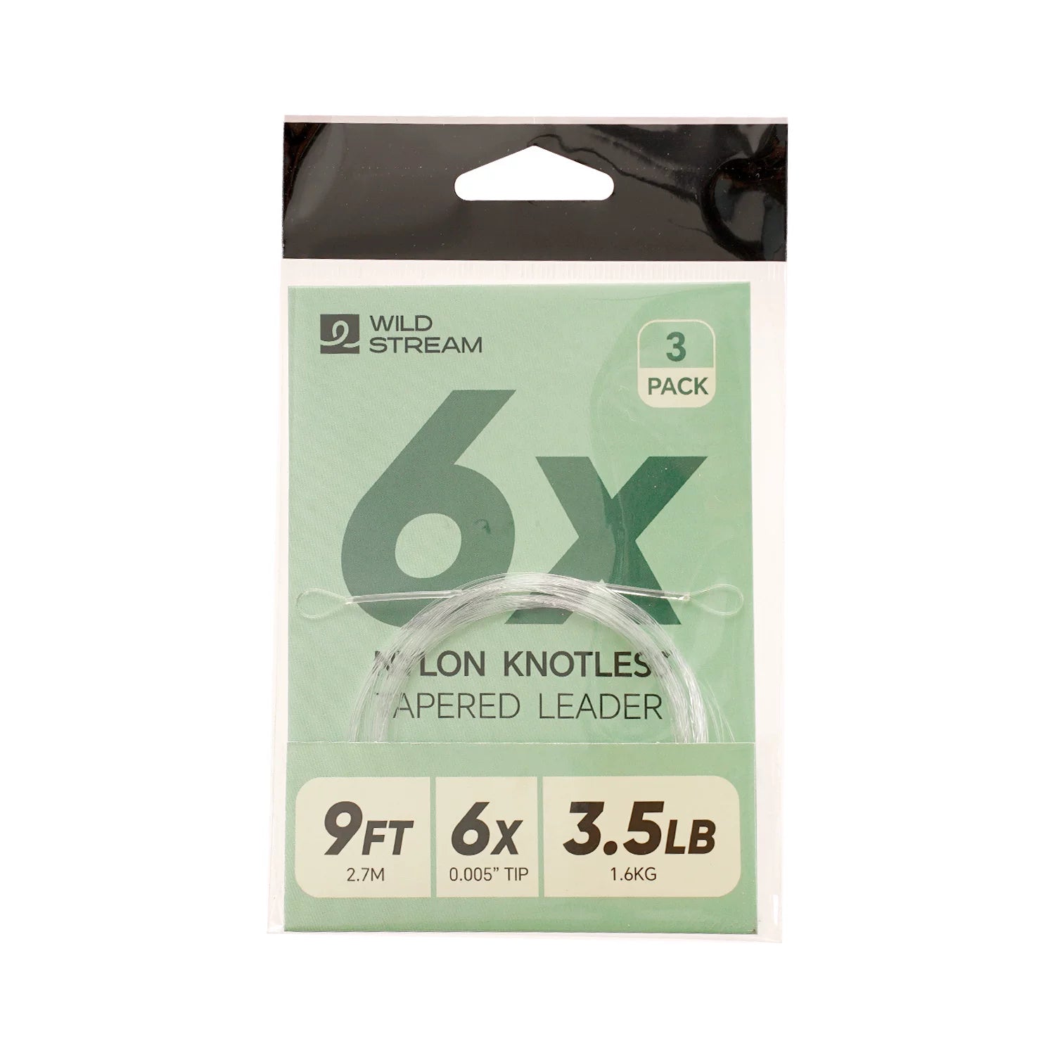 WILDSTREAM 9FT Fly Fishing Tapered Leader 3-Pack Knotless Nylon Pre-Looped 3X 4X 5X