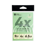 WILDSTREAM Nx Series Fly Fishing Tapered Leader - 9FT 3-Pack Knotless Nylon Leader with Pre-Looped Connector, High Strength & Abrasion Resistant (3X 4X 5X Available)