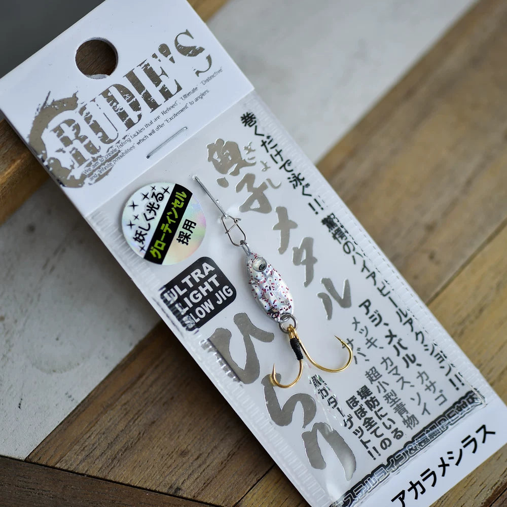 Rudie's Gyoko Metal Hirari Micro Metal Jig - Ultra Light Slow Jigging Lure for Aji, Mebaru, Trout - S-Shape Flutter | ZHUSROD