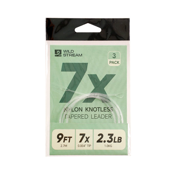 WILDSTREAM 9FT Fly Fishing Tapered Leader 3-Pack Knotless Nylon Pre-Looped 3X 4X 5X