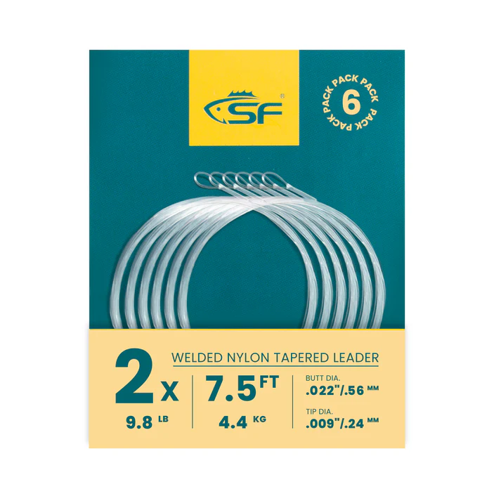 SF 6-Pack Fly Fishing Tapered Leader with Pre-Tied Loop, High Strength Nylon Leader 7.5ft 9ft 12ft, 0X 1X 2X 3X 4X 5X 6X 7X Abrasion Resistant Low Glare