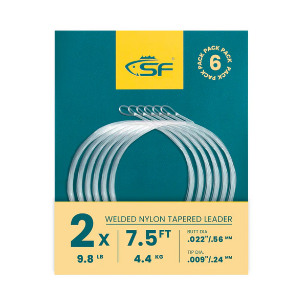 SF 6-Pack Fly Fishing Tapered Leader with Pre-Tied Loop, High Strength Nylon Leader 7.5ft 9ft 12ft, 0X 1X 2X 3X 4X 5X 6X 7X Abrasion Resistant Low Glare