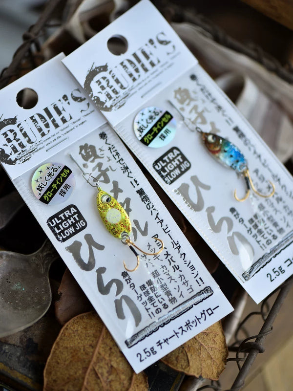 Rudie's Gyoko Metal Hirari Micro Metal Jig - Ultra Light Slow Jigging Lure for Aji, Mebaru, Trout - S-Shape Flutter | ZHUSROD