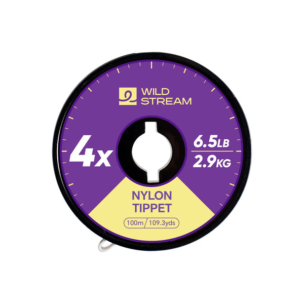 WILD STREAM Nx Series Fly Fishing Tippet - 100m/109.3yds High Strength Nylon Leader Line - Tangle-Free Spool with Elastic Strap - High Clarity & Abrasion Resistant (0X-7X Available)