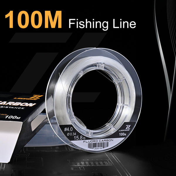 LEO FISHING 100% Fluorocarbon Fishing Line Leader - 100M Abrasion Resistant Invisible Underwater Clear Leader Line | ZHUSROD