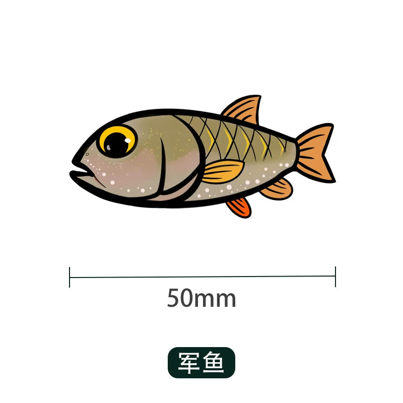 UDOLURE Embroidered Fish Velcro Patches - 2" Cartoon Bass, Mandarin Fish, Military Fish Morale Badges - Tactical Hook and Loop Armband for Fishing Backpack, Gear Bag, Clothing - 1PC