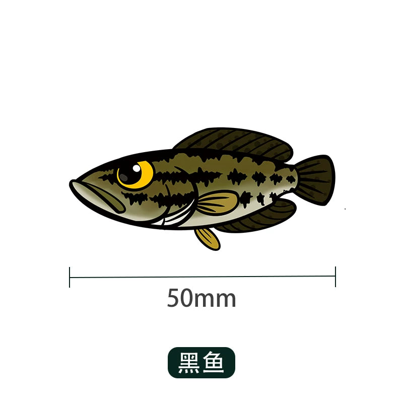 UDOLURE Embroidered Fish Velcro Patches - 2" Cartoon Bass, Mandarin Fish, Military Fish Morale Badges - Tactical Hook and Loop Armband for Fishing Backpack, Gear Bag, Clothing - 1PC