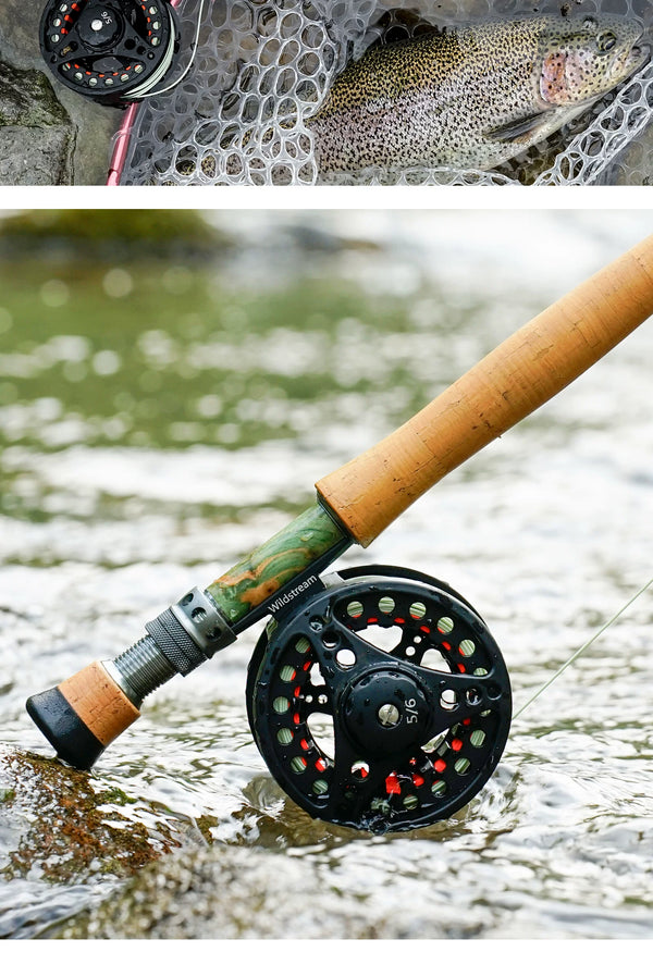 Wildstream aluminum alloy fly fishing reel combo with fly fishing line set - specifically for fly fishing rods