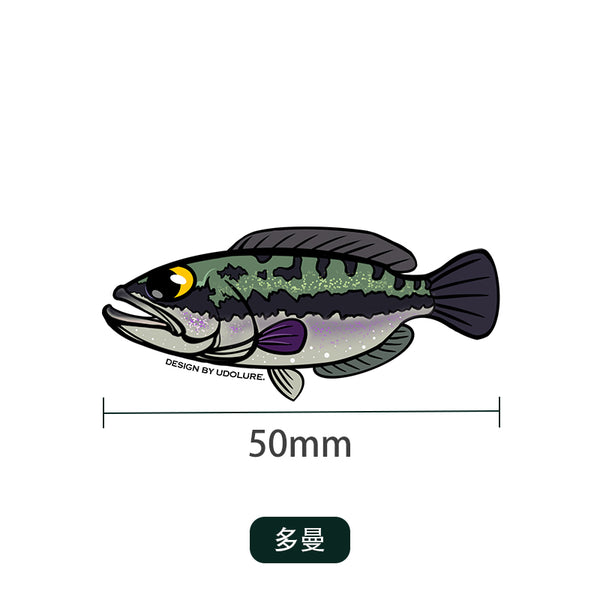 UDOLURE Embroidered Fish Velcro Patches - 2" Cartoon Bass, Mandarin Fish, Military Fish Morale Badges - Tactical Hook and Loop Armband for Fishing Backpack, Gear Bag, Clothing - 1PC