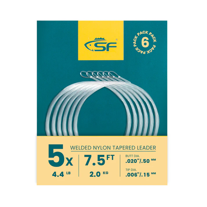 SF 6-Pack Fly Fishing Tapered Leader with Pre-Tied Loop, High Strength Nylon Leader 7.5ft 9ft 12ft, 0X 1X 2X 3X 4X 5X 6X 7X Abrasion Resistant Low Glare