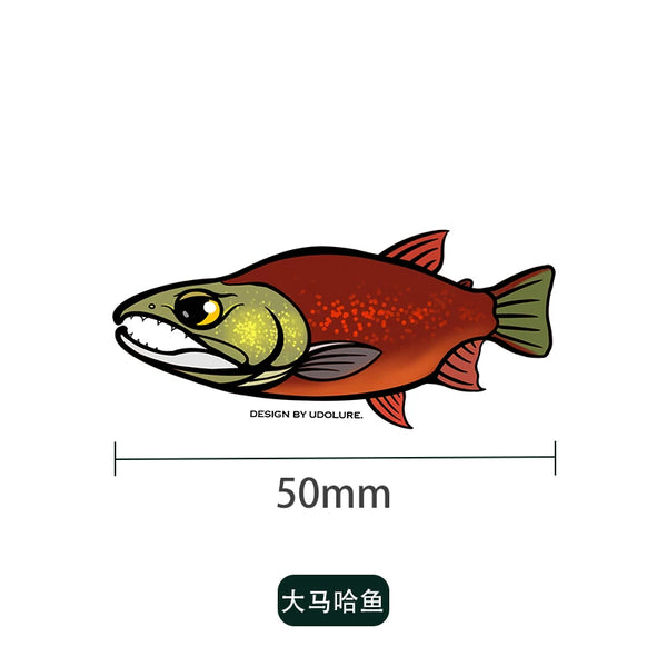 UDOLURE Embroidered Fish Velcro Patches - 2" Cartoon Bass, Mandarin Fish, Military Fish Morale Badges - Tactical Hook and Loop Armband for Fishing Backpack, Gear Bag, Clothing - 1PC