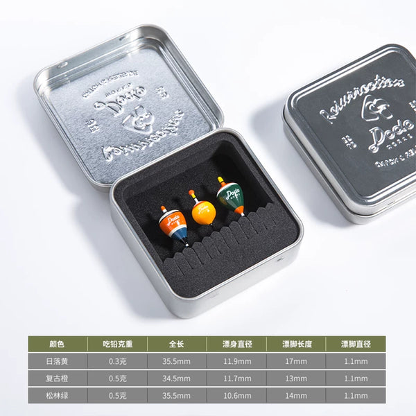 Dodo Works Tanago Micro Fishing Set - Sensitive Nano Floats, Japanese Toray Hand-Tied Line, Triangular EVA Spool & Embossed Tin Box - Professional Small Object Fishing Kit for Stream & Pond