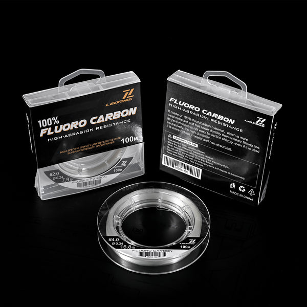 LEO FISHING 100% Fluorocarbon Fishing Line Leader - 100M Abrasion Resistant Invisible Underwater Clear Leader Line | ZHUSROD