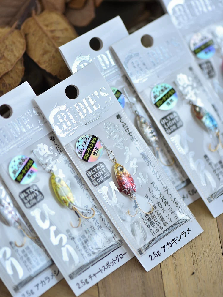 Rudie's Gyoko Metal Hirari Micro Metal Jig - Ultra Light Slow Jigging Lure for Aji, Mebaru, Trout - S-Shape Flutter | ZHUSROD