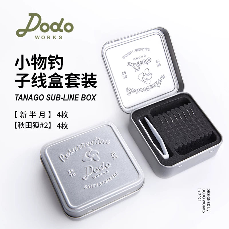 Dodo Works Tanago Micro Fishing Set - Sensitive Nano Floats, Japanese Toray Hand-Tied Line, Triangular EVA Spool & Embossed Tin Box - Professional Small Object Fishing Kit for Stream & Pond