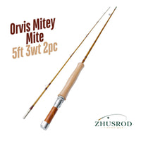 ZHUSROD Orvis Mitey Mite - 5ft 3wt - Canne à mouche en bambou avec étui de transport - 2 pièces