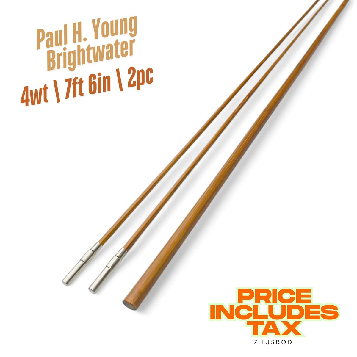 Paul H. Young Brightwater Bamboo Rod Blank - Tonkin Cane with Nickel Silver Ferrules | ZHUSROD Main image