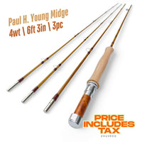 4wt | 6ft 3in | 3pc | bamboo fly rod | Paul H. Young Midge