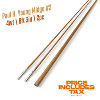 4wt | 6ft 3in | 2pc | bamboo fly rod blank | Paul H. Young Midge #2