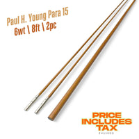 6wt | 8ft | 2pc | Bambus-Fliegenrutenrohling | Paul H. Young Para 15