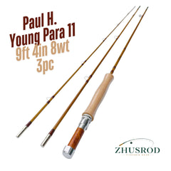 ZHUSROD Paul Young para 11 - 9ft 4in 8wt - Canne à mouche en bambou avec étui de transport - 3 pièces