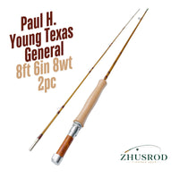 Paul H. Young Texas General Taper - 8 pieds 6 pouces 8wt - Canne à mouche en bambou avec étui - 2 pièces