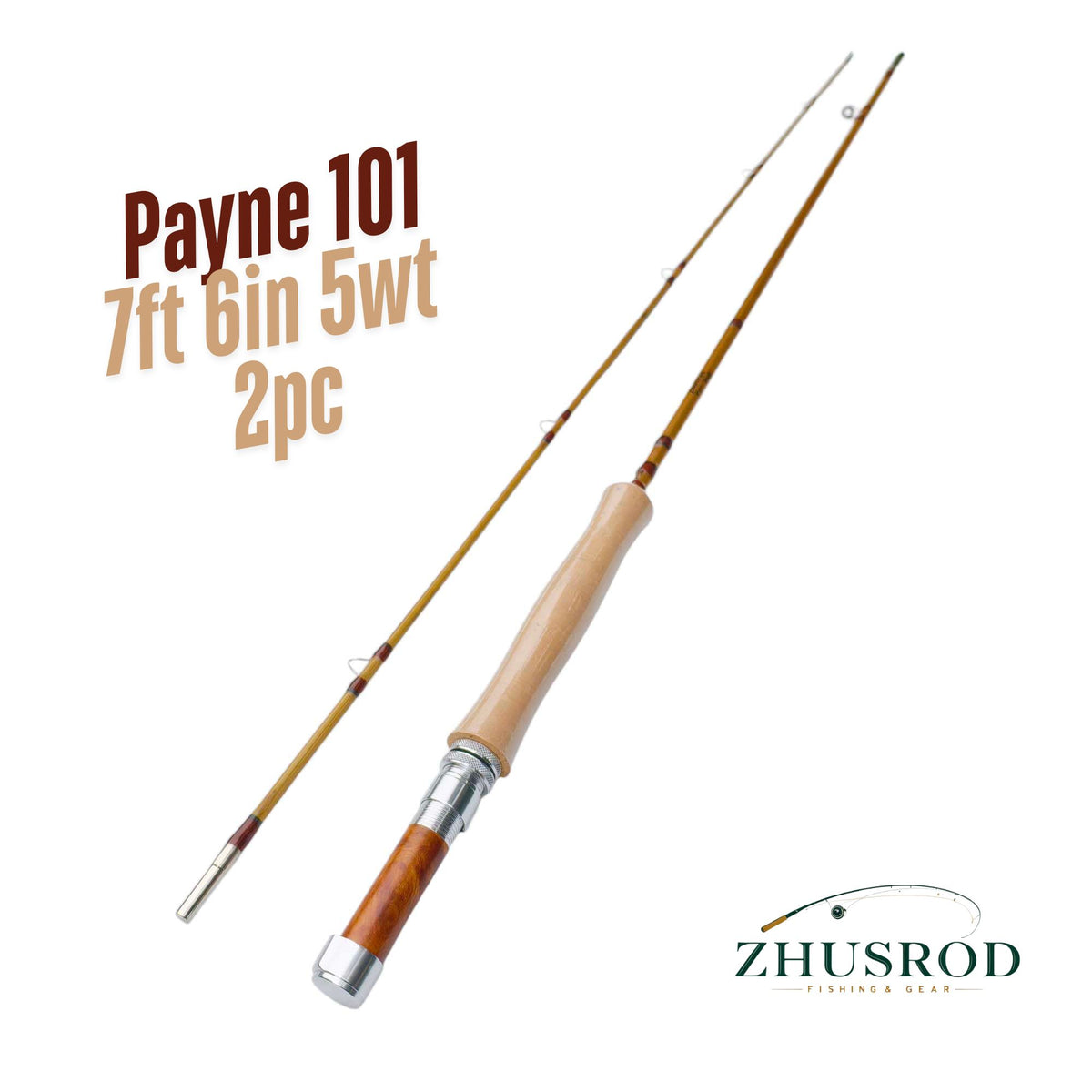 ZHUSROD Payne 101 - 7 pieds 6 pouces 5wt - Canne à mouche en bambou avec étui de transport - 2 pièces