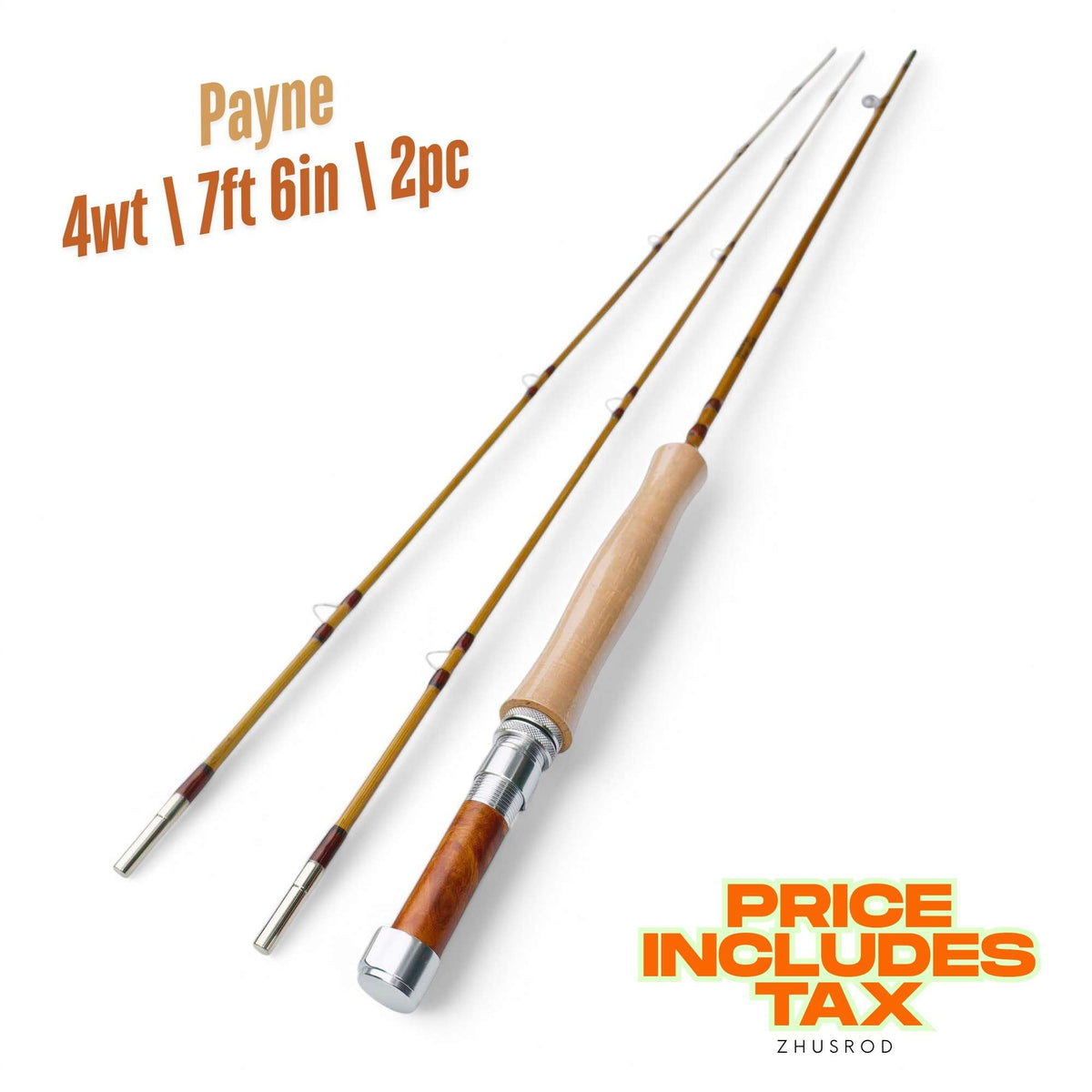 4wt - 7ft 6in - 2pc - bamboo fly rod - Payne 100 | ZHUSROD Main image