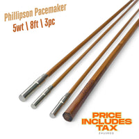 Canne à mouche en bambou 5wt | 8 pi | 3 pièces | Blank | Phillipson Pacemaker